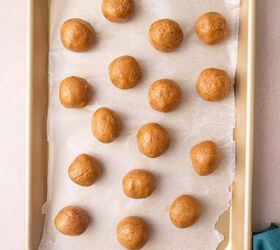 biscoff truffles recipe easy no bake cookie truffles, Biscoff cookie butter balls placed in baking sheet lined with parchment paper