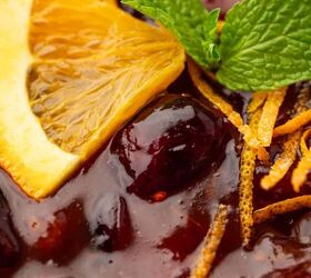 cranberry sauce from dried cranberries easy holiday recipe, Close up of smooth sweet tart cranberry sauce with rich cranberry flavor perfect for Thanksgiving dinner