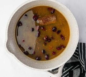 cranberry sauce from dried cranberries easy holiday recipe, Ingredients added to the saucepan to make the cranberry sauce