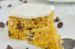 This pumpkin chocolate chip cake starts with a boxed cake mix and comes out perfectly every time