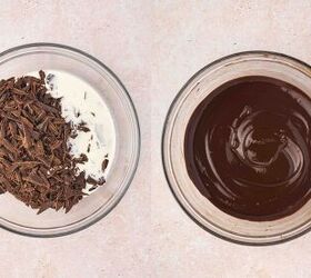best 5 ingredient chocolate mousse to make at home, Chopped chocolate and cup cream in a heatproof bowl being melted over a double boiler