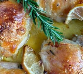 french onion pasta with gruyere cheese, Chicken thighs baked with lemon and rosemary