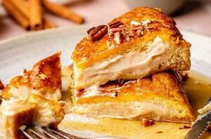 This cream cheese stuffed pumpkin French toast is cozy, rich, and perfect