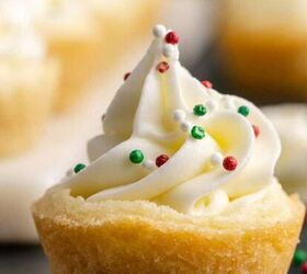 3 wise men shot, Sugar Cookie Cups close up with Frosting and Sprinkles on a counter