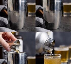 3 wise men shot, 3 Wise Men Shot Being Made in a Cocktail Shaker and Poured into Shot Glass