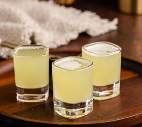 tic tac shot, Tic Tac Shots in Shot Glasses on a Tray with a cocktail shaker in the back