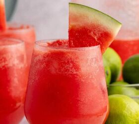 tic tac shot, Watermelon Vodka Cocktail Served in a Stemless Wine Glass and Watermelon Wedge Garnish