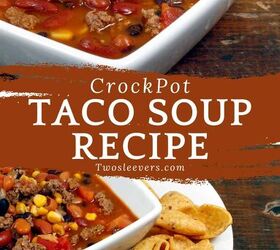 crockpot taco soup easy slow cooker taco soup recipe, Crockpot Taco Soup Pin with text overlay