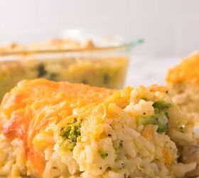 easy chicken broccoli rice casserole family favorite, Comforting cheesy chicken broccoli rice dinner served fresh from the baking dish
