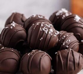 chocolate truffles, Chocolate Truffles on a plate with chocolate drizzle and salt