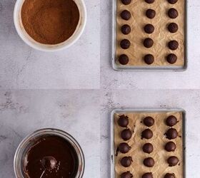 chocolate truffles, Chocolate Truffles being made in a bowl then onto a baking sheet