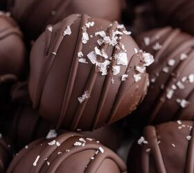 chocolate truffles, Chocolate Truffles stacked up close on a plate