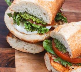 pesto chicken sandwich, Fresh Italian sandwich with pesto tomatoes and basil on crusty bread Perfect for Italian cooking ideas and recipes