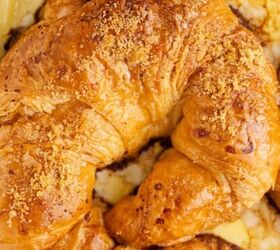 peanut butter banana bread, Croissant French Toast close up