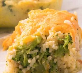 the best bang bang shrimp bowl ready in 30 minutes, A cheesy chicken broccoli rice casserole slice served on a white plate with tender chicken broccoli and melted cheddar in a creamy baked casserole