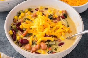 This creamy Mexican corn & bean soup needs 1 pot and 30 minutes to cook