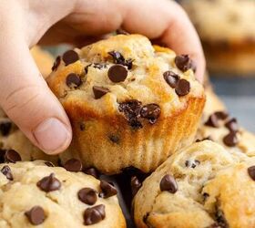 peanut butter banana muffins, Peanut Butter Banana Muffins piled with one being taken