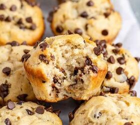 peanut butter banana muffins, Peanut Butter Banana Muffins stacked with a bite taken