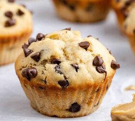 peanut butter banana muffins, Peanut Butter Banana Muffins on parchment paper