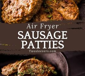 air fryer sausage patties how to cook sausage patties, Air Fryer Sausage Patties Pin with text overlay