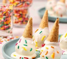 how to make ice cream cone cake pops easy dessert, Fun upside down cake pops that look like melted ice cream cones