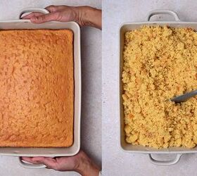 how to make ice cream cone cake pops easy dessert, Cake being crumbled in the pan using a silicone spatula