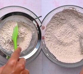 easy red velvet muffins recipe with chocolate chips bakery style, Whisking flour cocoa powder baking powder baking soda and salt in a medium bowl for red velvet muffins