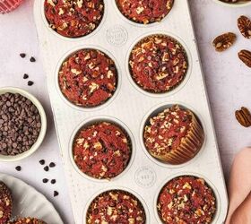 easy red velvet muffins recipe with chocolate chips bakery style, Moist red velvet muffins recipe perfect for breakfast or brunch