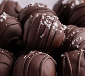 red velvet brownies, Chocolate Truffles stacked on a plate