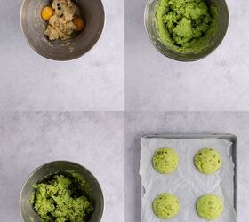 pistachio pudding cookies, Pistachio Pudding Cookies Process Being Made in a Mixing Bowl and Finished Cookies on a Baking Sheet