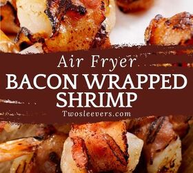 bacon wrapped shrimp air fryer wrapped shrimp, Bacon Wrapped Shrimp Pin with text overlay