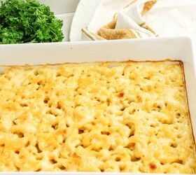3 cheese macaroni and cheese recipe for pure comfort, Baked three cheese macaroni and cheese in a white casserole dish with a golden bubbly top