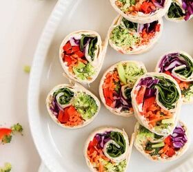 rainbow veggie pinwheels recipe easy and colorful, Close up of fresh veggie pinwheels with colorful vegetable filling on a platter