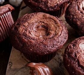 These muffins are rich, chocolatey, and filled with Nutella in every bite!