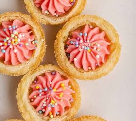 easter sugar cookies, Easter Sugar Cookie Cups with pink icing and sprinkles from above on a platter