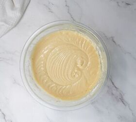 easter bundt cake recipe for spring celebrations, Bundt cake batter mixed until smooth and creamy in a glass bowl