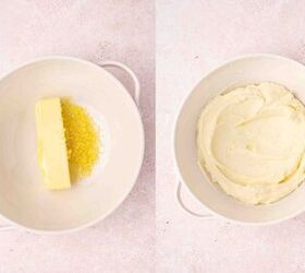 easy soft lemon sugar cookie bars best dessert for spring, Making lemon buttercream by beating softened butter powdered sugar lemon juice and zest until smooth and fluffy