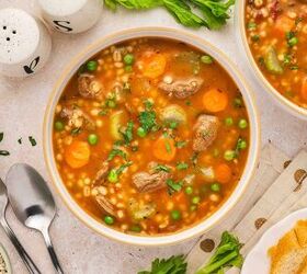 the best beef and barley stew comforting one pot recipe, Hearty beef and barley stew served in a bowl with tender beef vegetables and pearl barley