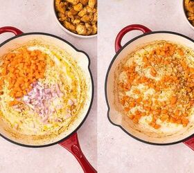 creamy lemon chicken orzo pasta easy one pan dinner recipe, Saut ing onion garlic and diced carrots in olive oil until onion is translucent and carrots soften