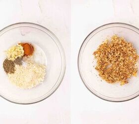 crispy air fryer gnocchi recipe easy snack ready in minutes, Olive oil garlic Parmesan cheese and spices mixed together in a bowl to season gnocchi for air frying