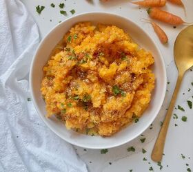garlic brown butter mashed carrots and rutabaga, Garlic Brown Butter Mashed Carrots and Rutabaga in a dish
