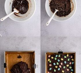 easter brownies, Easter Brownies being made in a bowl and pan