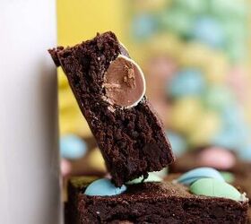 easter brownies, Easter Brownies stacked with one leaning on a glass of milk
