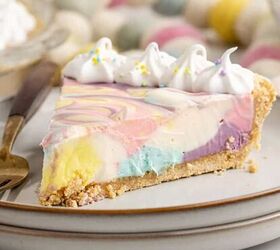 easter brownies, Easter Swirl Cheesecake on a plate close up
