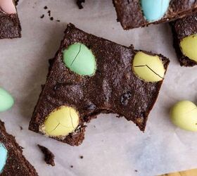 easter brownies, Easter Brownies from above with a bite taken from one
