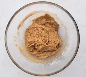 chewy chocolate chip protein cookies gluten free refined sugar free, Cassava flour almond flour vanilla protein powder and baking soda added to cookie dough mixture