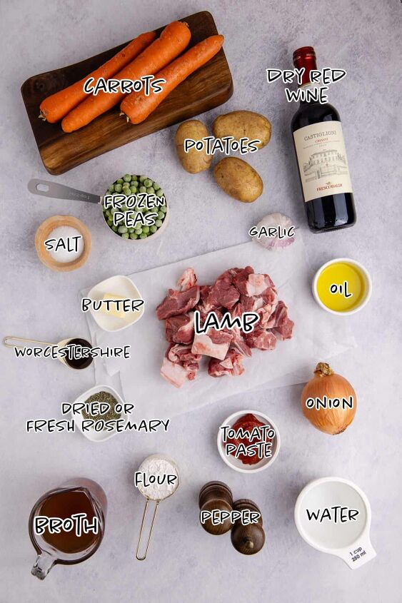lamb stew crock pot, Crock Pot Lamb Stew Ingredients in a counter