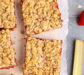 strawberry rhubarb bars, Strawberry Rhubarb Squares on Parchment Paper