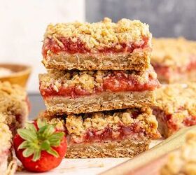 strawberry rhubarb bars, Strawberry Rhubarb Bars Stacked