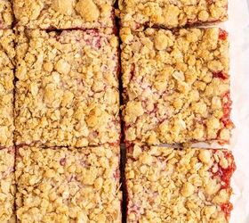 strawberry rhubarb bars, Strawberry Rhubarb Bars with Crumble Topping Cut in Squares